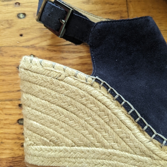 Kenneth Cole Navy Suede Platform Espadrilles - Picture 6 of 7